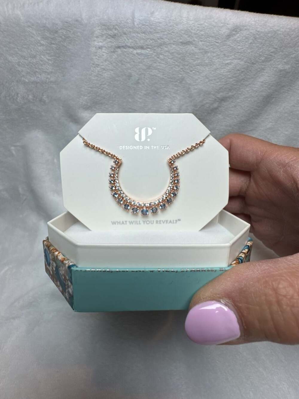 Bomb Party - A Queen Was Born March 25  Aquamarine CZ on Rose Gold